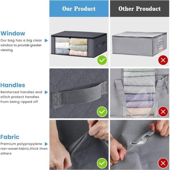 Storage 4-Pack Clothes Organizer Storage Bags Foldable Storage Box Large - Picture 5 of 7